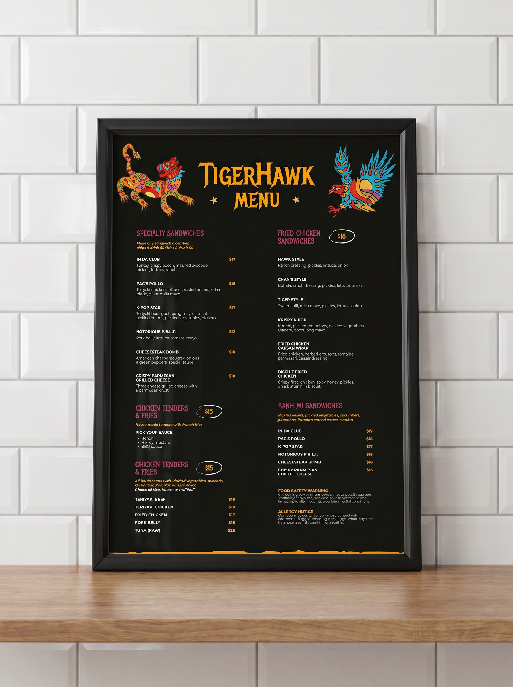 Tigerhawk menu